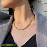 Gold-Plated Necklace Chain — 3-5 mm Metal Link, Elegant Everyday Wear