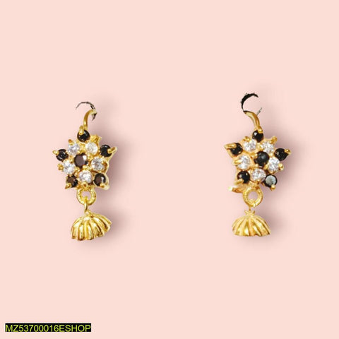 21 Carat Gold-Plated Golden Ear Studs - Elegant Alloy Earrings
