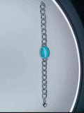 Modern Silver Stainless Steel Chain Bracelet — Adjustable Feroza Accent