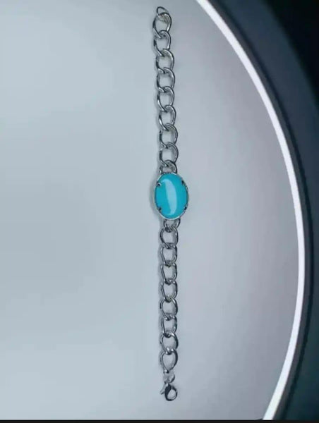 Modern Silver Stainless Steel Chain Bracelet — Adjustable Feroza Accent