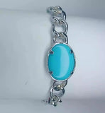 Modern Silver Stainless Steel Chain Bracelet — Adjustable Feroza Accent