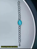 Modern Silver Stainless Steel Chain Bracelet — Adjustable Feroza Accent