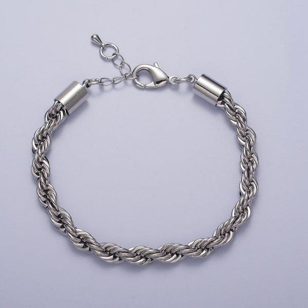 Modern Silver Chain Bracelet - Adjustable 18cm Minimalist Style