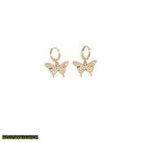 Silver Butterfly Drop Earrings — Alloy with Artificial Stones, 2.8 cm