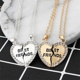 Best Friend Necklace Set — 2 Pairs Gold & Silver Crystal Necklaces