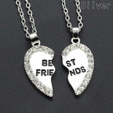 Best Friend Necklace Set — 2 Pairs Gold & Silver Crystal Necklaces