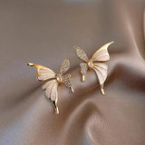 Golden Butterfly Stud Earrings – Lightweight Zinc Alloy Jewelry