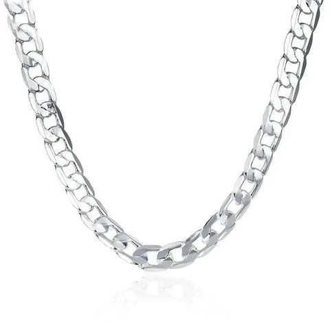 Cuban Stainless Steel Chain Necklace — Silver Plated Unisex 50cm