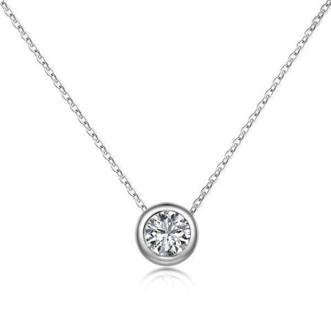 Silver Plated Zircon Pendant – Elegant Adjustable Necklace for Women