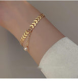 Leaf Pearl Gold-Tone Bracelet for Girls — Delicate 7mm Band