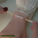 Leaf Pearl Gold-Tone Bracelet for Girls — Delicate 7mm Band