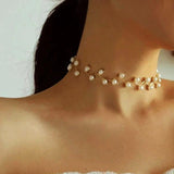 Elegant White Pearl Adjustable Choker Necklace — Zinc Alloy Fashion Jewelry