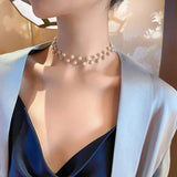 Elegant White Pearl Adjustable Choker Necklace — Zinc Alloy Fashion Jewelry