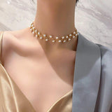 Elegant White Pearl Adjustable Choker Necklace — Zinc Alloy Fashion Jewelry