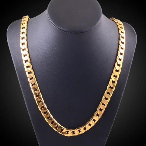 12mm Punk Cuban Gold Chain Necklace for Men, 24in Stainless Steel