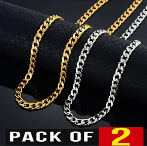 Men's Stainless Steel Neck Chain Pack of 2 – Classic Links