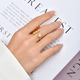 Zircon Circle Open Ball Ring — Gold Alloy Adjustable Ring