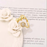 Zircon Circle Open Ball Ring — Gold Alloy Adjustable Ring