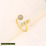 Zircon Circle Open Ball Ring — Gold Alloy Adjustable Ring