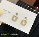 Golden Tear Square Pearl Drop Earrings — Elegant Party Wear