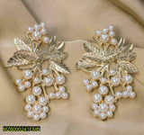 Leaf & Pearls Gold-Plated Earrings - Elegant Party & Casual Wear
