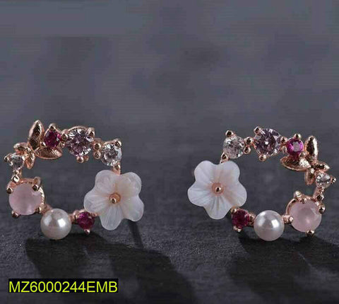 Golden Flower Pearl Earrings - Delicate Floral Drops for Women