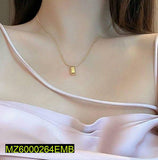 Gold Brick Pendant with Chain - Minimal Modern Necklace