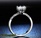 Silver-Plated American Diamond Adjustable Ring for Women