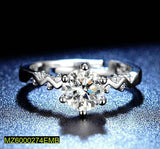 Silver-Plated American Diamond Adjustable Ring for Women