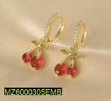 Cherry Drop Gold-Plated Earrings — Small Elegant Pair