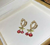 Cherry Drop Gold-Plated Earrings — Small Elegant Pair