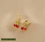 Cherry Drop Gold-Plated Earrings — Small Elegant Pair