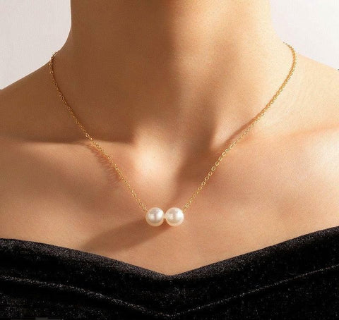 Delicate Pearl Pendant - Golden Plated Necklace by The Embellishers