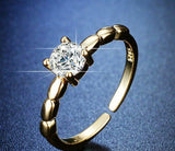 Golden Adjustable Stone Ring — Gold-Plated Fashion Jewelry