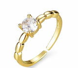 Golden Adjustable Stone Ring — Gold-Plated Fashion Jewelry
