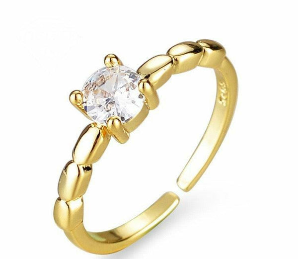 Golden Adjustable Stone Ring — Gold-Plated Fashion Jewelry