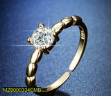 Golden Adjustable Stone Ring — Gold-Plated Fashion Jewelry