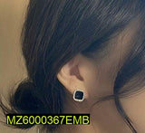 Paint Black Stone Golden Metal Earrings – Small Elegant Pair