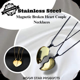 Golden Heart Couple's Pendant Set of 2 — Stainless Steel