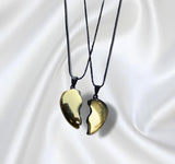 Golden Heart Couple's Pendant Set of 2 — Stainless Steel