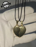 Golden Heart Couple's Pendant Set of 2 — Stainless Steel