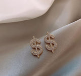 Golden Plated Alloy Dollar-Style Stud Earrings for Women