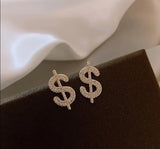 Golden Plated Alloy Dollar-Style Stud Earrings for Women