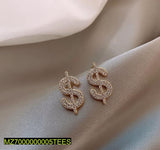 Golden Plated Alloy Dollar-Style Stud Earrings for Women