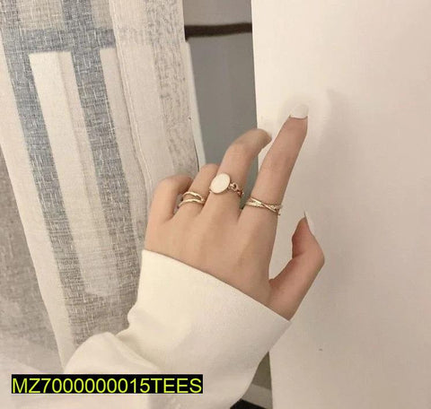 Golden Plated Adjustable Ring Set - Pack of 3, Women's Rings