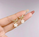 White Flower Alloy Stud Earrings — The Embellishers (Single Pair)