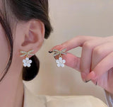 White Flower Alloy Stud Earrings — The Embellishers (Single Pair)