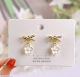 White Flower Alloy Stud Earrings — The Embellishers (Single Pair)