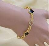 Gold-Plated Chain Bracelet for Women — Black & Gold Accent