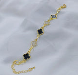 Gold-Plated Chain Bracelet for Women — Black & Gold Accent
